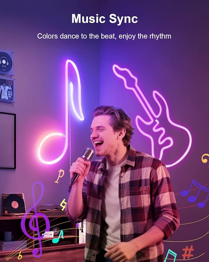 LED Neon Rope Lights, 16.4ft RGBIC 360° Luminous 5v USB Bluetooth APP Control Music Sync IR Remote Color Changing Smart LED Strip Lights for Bedroom Gaming Party Decor