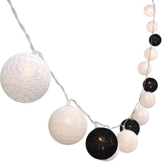 Gardeningwill 3M/10Ft 30 Black White Ball LED Battery Operated String Fairy Light
