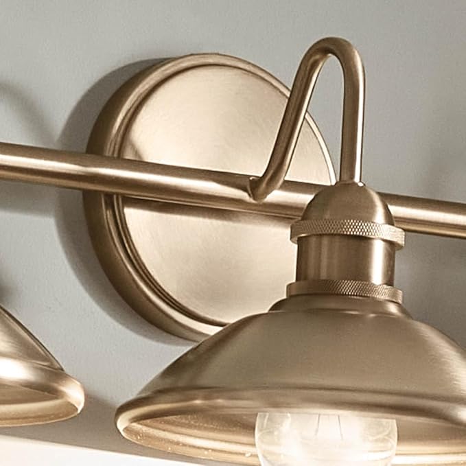 Kichler Clyde 3 Light Bathroom Vanity in a Rich Champagne Bronze Finish, for Bathrooms, (7.25" H x 26.5" W x 8.25" Ext.), 45945CPZ