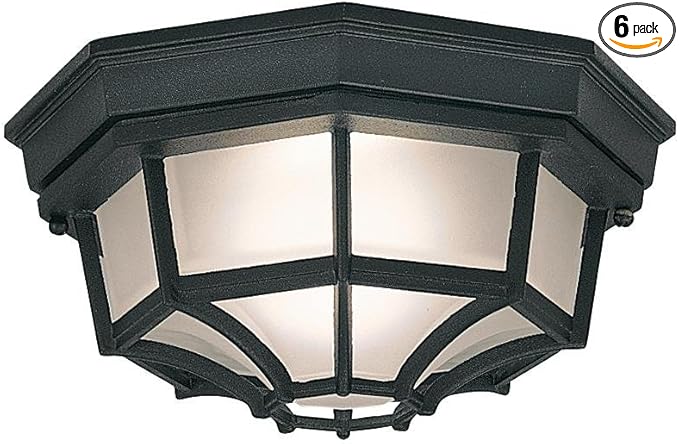 DESIGNERS FOUNTAIN 2067-BK Builder Cast Outdoor Flush Mount Ceiling Light,10.5 in W,Black,(Pack of 6)