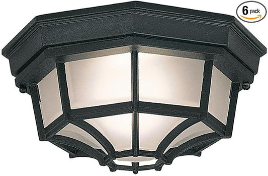 DESIGNERS FOUNTAIN 2067-BK Builder Cast Outdoor Flush Mount Ceiling Light,10.5 in W,Black,(Pack of 6)