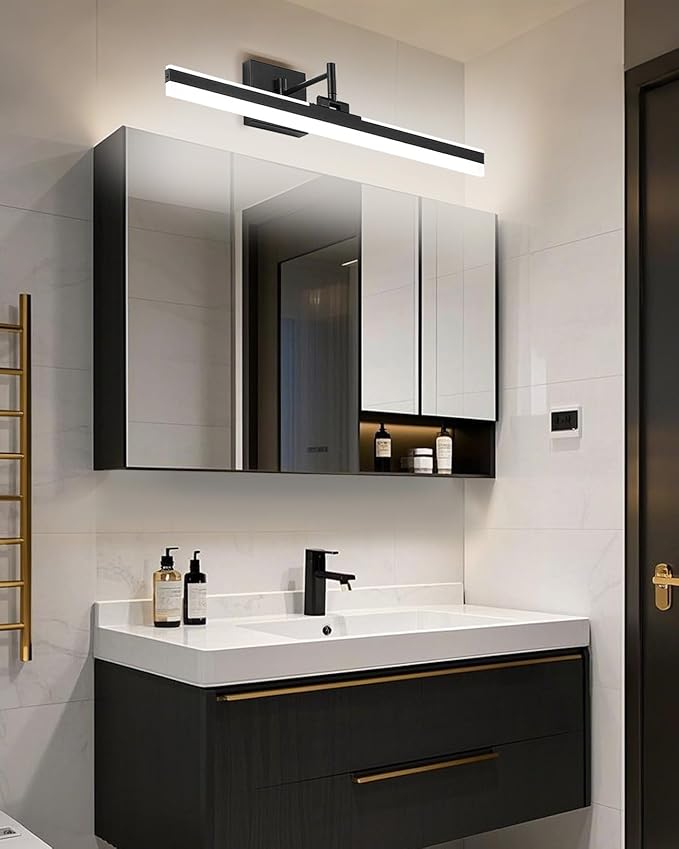 Modern LED Vanity Light,23.6‘’ Adjustable & Rotatable Bathroom Light Fixture Above Mirror, Wall Sconce, Black