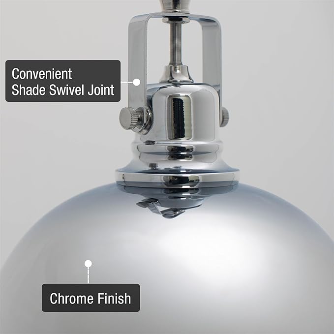 Kira Home Belle 9" Modern Industrial Pendant Light with Dome Shade, Petit Retro Metal Hanging Light, Chrome Finish