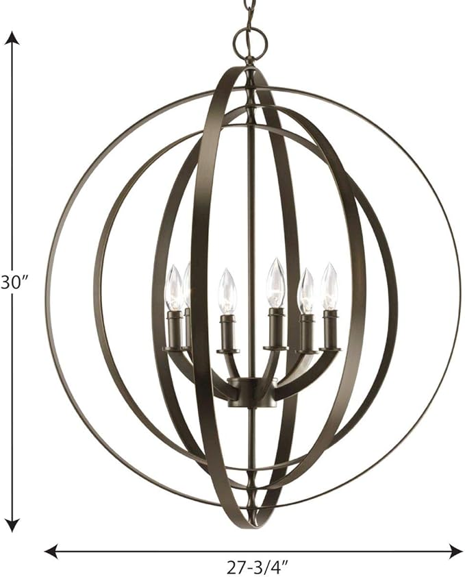 Progress Lighting P3889-20 Equinox-Six Light Foyer, Antique Bronze Finish