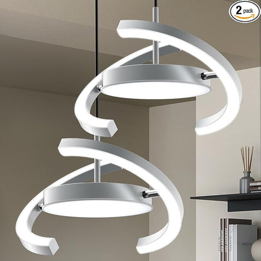FIMEI LED Saturn Pendant Lights, 3000-6000K Dimmable Adjustable Hanging Chandelier Saturn Ring Design for Dining Room Kitchen Island Entryway Bedroom Foyer Black (Gray, 2)