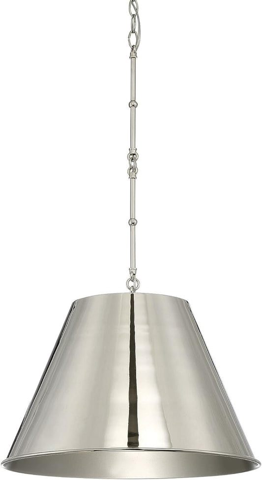Savoy House 7-131-1-109 Alden Traditional Metal Cone Pendant, 1-Light 60 Watt, 18" H x 34" W, Polished Nickel