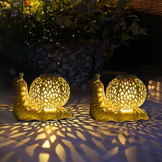2 Pack Snail Solar Lanterns Outdoor Waterproof