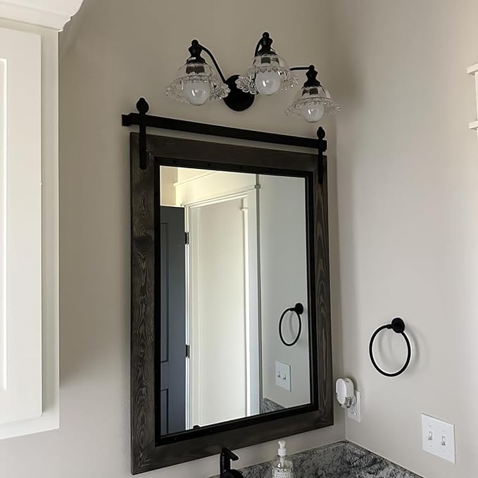 XIEDUN Farmhouse Vanity Lights for Bathroom Light Fixtures Black Vanity Lights 3 Light Bathroom Light Fixtures