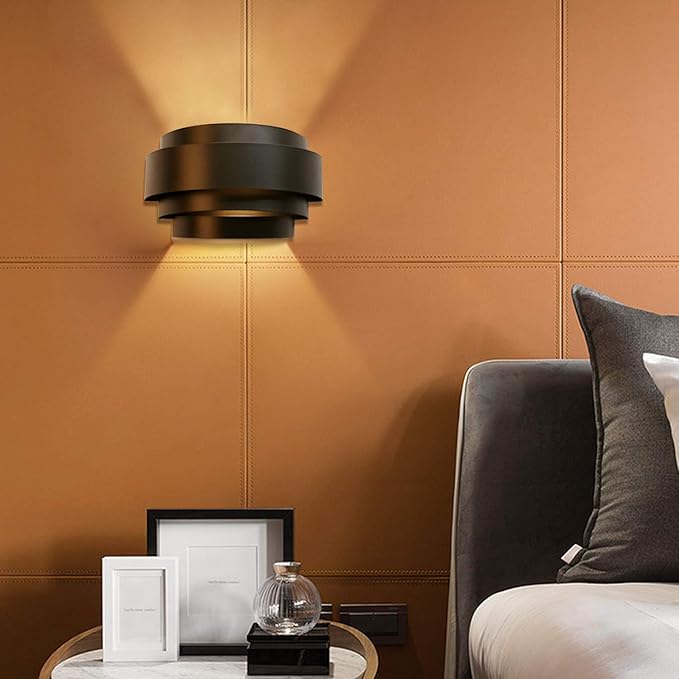 LightInTheBox Modern Wall Light, Black Indoor Wall Light Metal Wall Sconce for Home Theater, Staircase, Basement, Bedroom (2PCS)