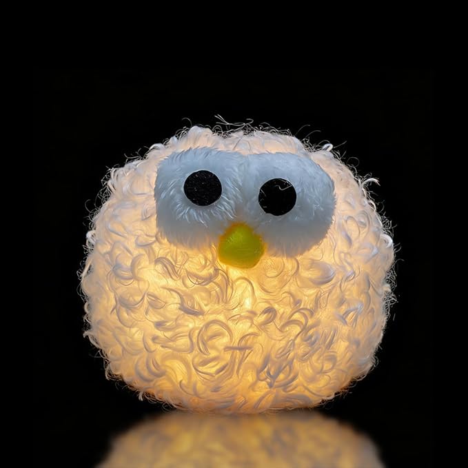 Plush Night Light Cute LED Table Lamp Cozy Dimmable Nightlight Rechargeable Bedside Lamp Funny Desk Decor Lamp for Halloween Christmas Birthday Gift (Yellow)