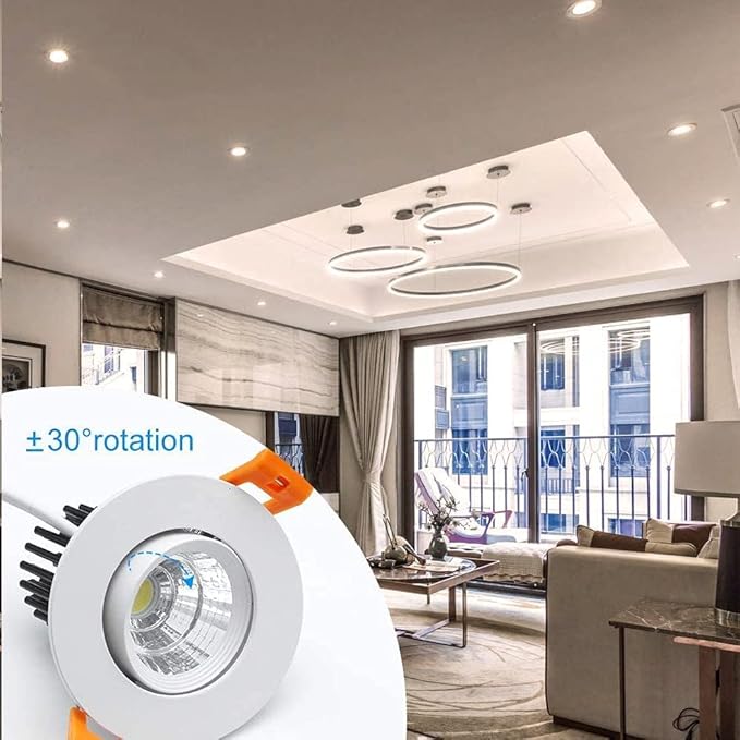 inShareplus 2 Inch LED Downlight, 3W COB Dimmable Recessed Lighting, 4000K Natural White, CRI 80, LED Ceiling Lights with Driver, 12 Pack