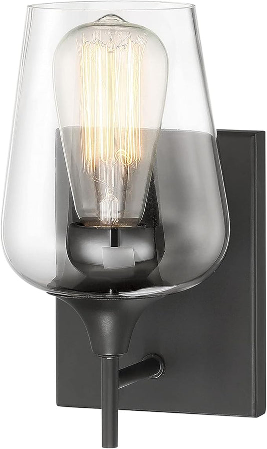Savoy Essentials 9-4030-1-13 Octave Bohemian Clear Glass Wall Sconce, 1-Light 60 Watt, 10" H x 5" W, English Bronze