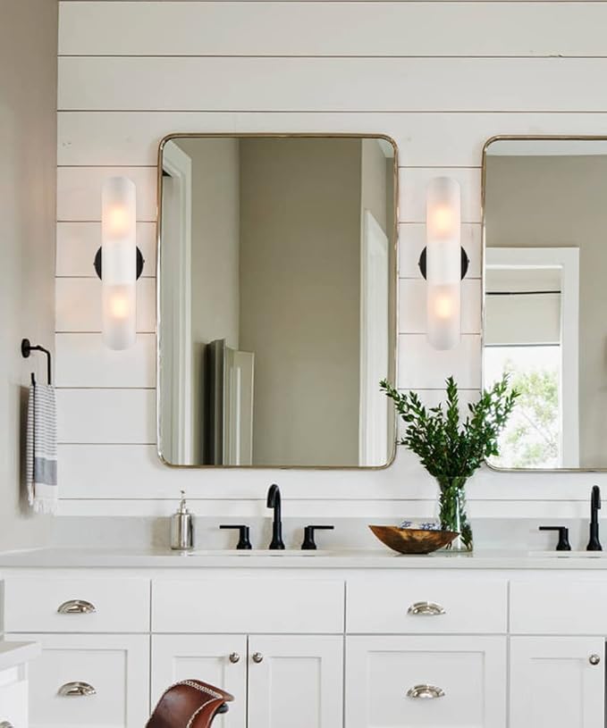 DAYCENT Modern Farmhouse Black Bathroom Light Fixtures Wall Sconces Set of Two Cylinder Sconce Lighting
