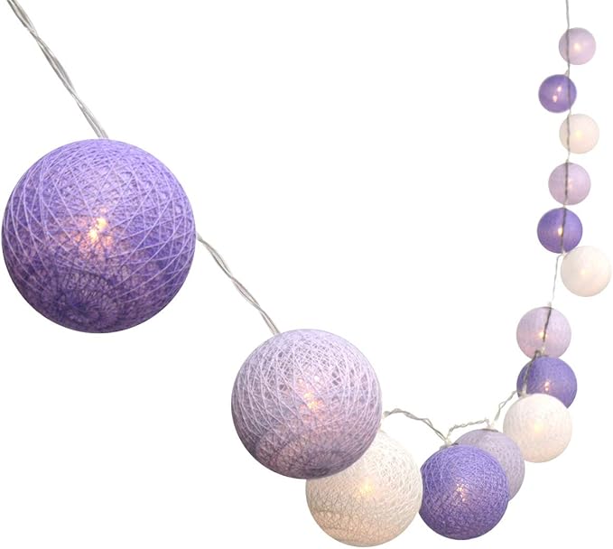 Gardeningwill 3M/10Ft 30 Purple White Ball LED Xmas Wedding Battery Operated String Fairy Light