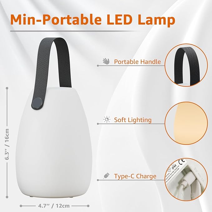 uuffoo Rechargeable Portable Table Lamp, Cordless RGB Lantern with Remote, Decorative LED Night Light, IP44 Waterproof Indoor Outdoor Lamp for Bedroom Patio Garden Wedding Party