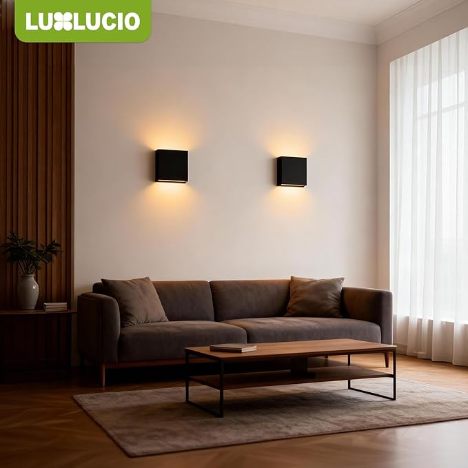 Indoor Outdoor Wall Light, 5%-100% Dimmable, 5 Color Temperature Selectable (2700K-5000K), Modern Wall Sconce for Living Room Porch, IP65 Waterproof, 120V - 277V, CRI90+, ETL FCC Certified