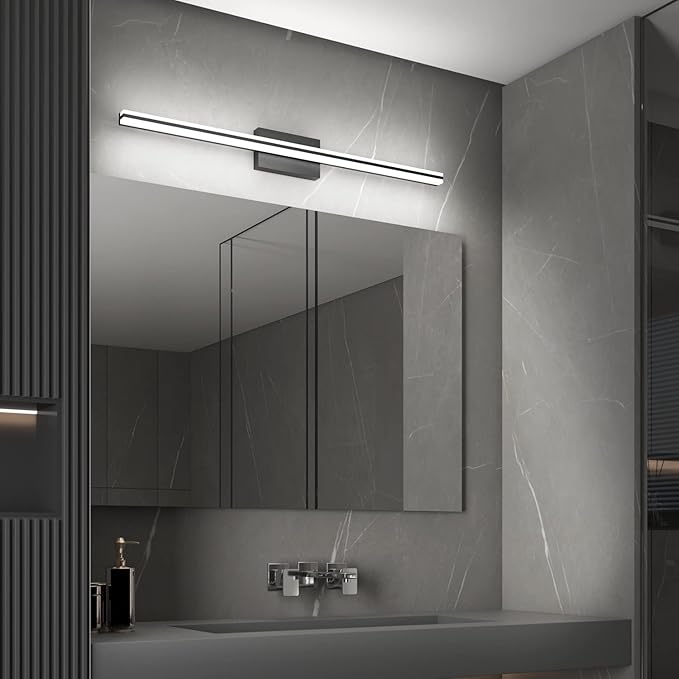 SOLFART Bathroom Vanity Lights Over Mirror 25W Dimmable LED Lights for Bathroom Matte Black 40 Inch Wall Lights