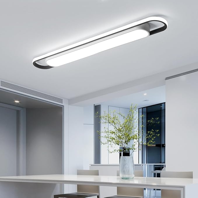 4Ft Modern Hallway Ceiling Lights, 6500K Acrylic Linear Ceiling Lamp,65W Metal LED Ceiling Light Fixture,Kitchen Dining Living Room Laundry, Garage Cloakroom Lighting (48Inch)