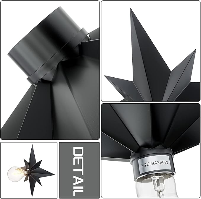 2 Pack Black Flush Mount Ceiling Light - 11.8 inch Star Lights Fixture Hallway Lighting Fixtures Ceiling Flush Mount Light Fixture for Kitchen Bathroom Bedroom Laundry Room (Bulb not included)