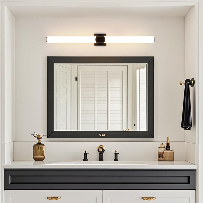 Modern Wall Sconce 39 Ihch Black Bathroom Sconces LED Wall Lighting Fixtures with Acrylic Shade Hardwired Long Vanity Lights Over Mirror for Bedroom Living Room Hallway