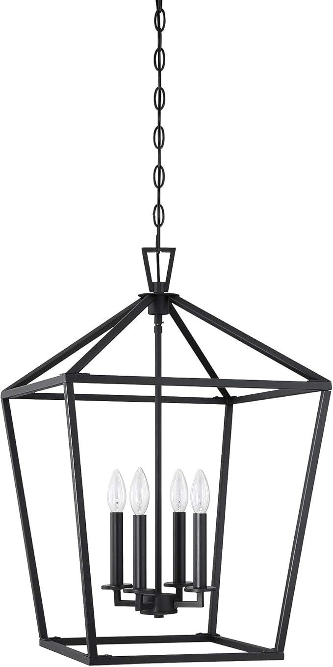 Savoy House 1-321-4-89 Townsend Traditional Open Frame Pendant Light Fixture, 4-Light 240 Total Watts, 26" H x 17" W, Matte Black