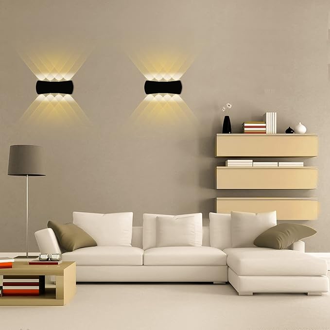 Kawell 8W Modern Wall Sconces LED Wall Light Up Down Indoor Outdoor Aluminum Wall Lamp LED Waterproof IP65 for Bedroom Living Room Bathroom Stairs Hallway Corridor Porch, Black 3000K