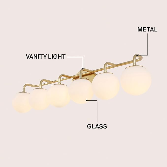 JONATHAN Y 40" Gold Painting Modern Globe Wall Sconce Vanity Light for Bathroom, White Frosted Glass Shade, Midcentury Parisian Bistro Wall Lamp, LED Bulb Included (JYL3560A)