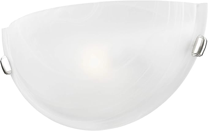 Livex Lighting 4271-91 Home Basics 1 Light Brushed Nickel Wall Sconce with White Alabaster Glass