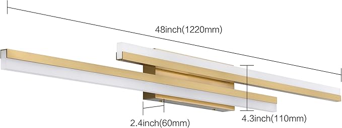 PRESDE 48 Inch LED Bathroom Light Fixtures Over Mirror Brushed Gold Vanity Light Modern Bath Lighting Bar 5CCT