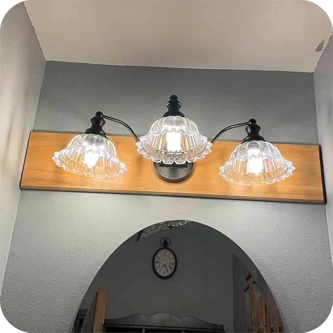 XIEDUN Farmhouse Vanity Lights for Bathroom Light Fixtures Black Vanity Lights 3 Light Bathroom Light Fixtures
