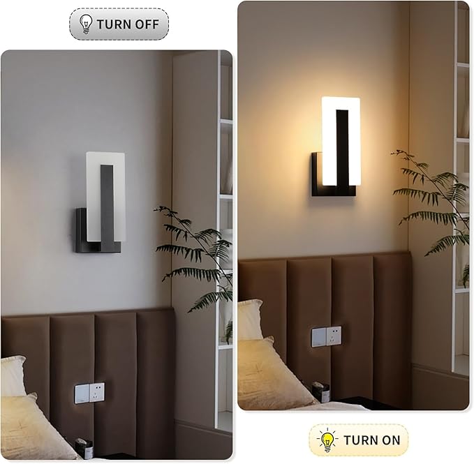Modern Wall Sconces Set of Two, Led Wall Light 7w Dimmable Light Hardwired Acrylic Wall Light Lighting, Suitable for Living Room Corridor Bedside (Warm White 3000K 2Pack)