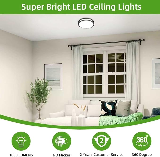 Hlite 24W 10inch LED Flush Mount Ceiling Light Fixture,1800LM Super Bright Light Fixture Ceiling Mount,Oil Rubbed Bronze LED Ceiling Light Flush Mount for Bedroom,Kitchen,Bathroom,Hallway(1Pack)