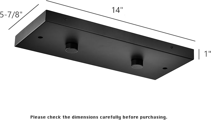 Two Pendant Light Linear Canopy Accessory Light Kit, 14 inch Flush Mount Cluster Canopy, Hanging 2 Lights with One Outlet Box for Kitchen Island, Mounting Hardware Included, Matte Black