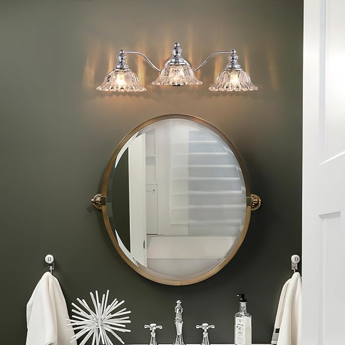 XIEDUN Chrome Vanity Light 3 Light Bathroom Lights Vanity Lights for Bathroom Bathroom Light Fixtures