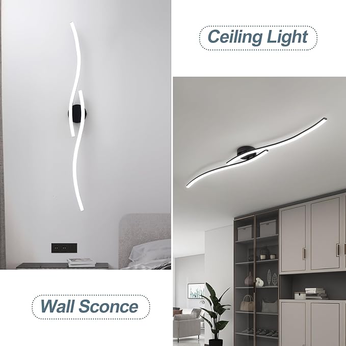 47.24Inch Linear Ceiling Light 6000K Black Modern Ceiling Light Fixture 35W Long Flush Mount Ceiling Lamp for Hallway, Kitchen, Bedroom, Dining Room