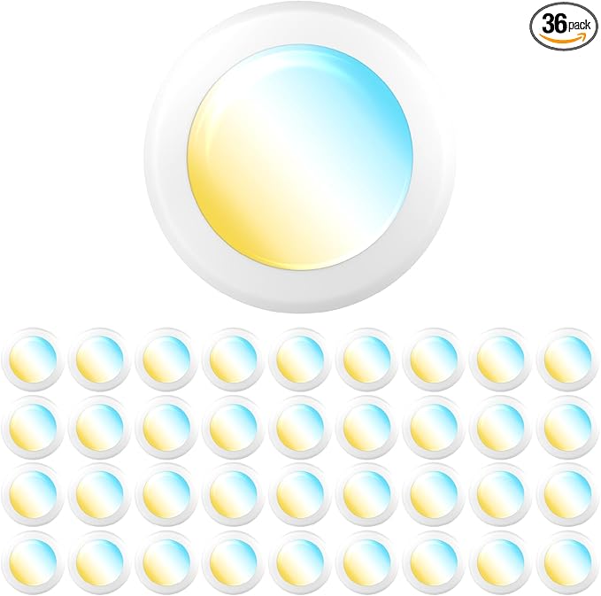 Sunco 36 Pack LED Disc Lights Ceiling 6 Inch, Flush Mount Disk Light, Recessed Can Lighting, 1050 LM, 15W (75W Equivalent), Selectable CCT 3000K/4000K/5000K/6000K/6500K, Dimmable, Damp Rated ETL
