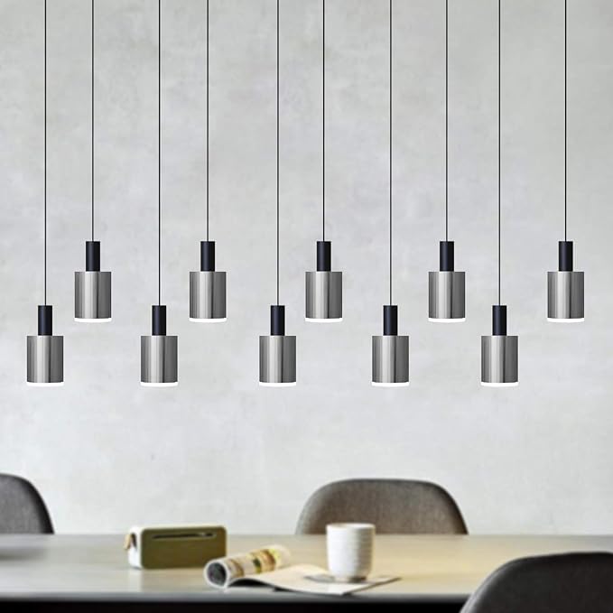 Virgo 10 Mini Pendant Lighting Black-Nickel - LED Hanging Light Fixture for Kitchen Island, Bar, Foyer - Cluster Pendants - Dimmable, Adjustable Wire, Lamp Bulb Included