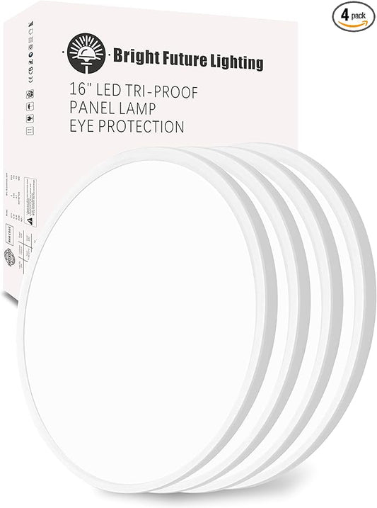 4Pack 16 Inch Led Flush Mount Ceiling Light,32W,3480LM,3000K/4000K/6000K 3CCT Selectable,White Ultra-Slim Ceiling Lighting Fixture,Round Low Profile Flat Panel Light for Bedroom,Kitchen,Hallway,Office