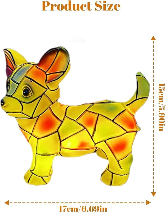 Neioaas Chihuahua Lamps - Retro Dogs Stained Resin Tabletop Night Light, Dog Series Art Night Light, 3D Cute Pet Dogs Themed Lamp LED Table Lamps, Fun for Dog Lovers