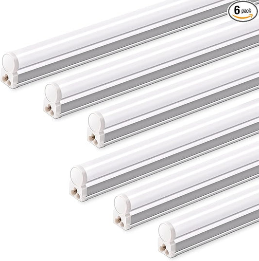 Barrina T5 3FT LED Shop Light, 1900lm, 5000K Daylight White, 16W Utility Light Fixture, Commercial Bay Light for Workshop Garage, Corded Electric with ON/Off Switch, 6 Packs