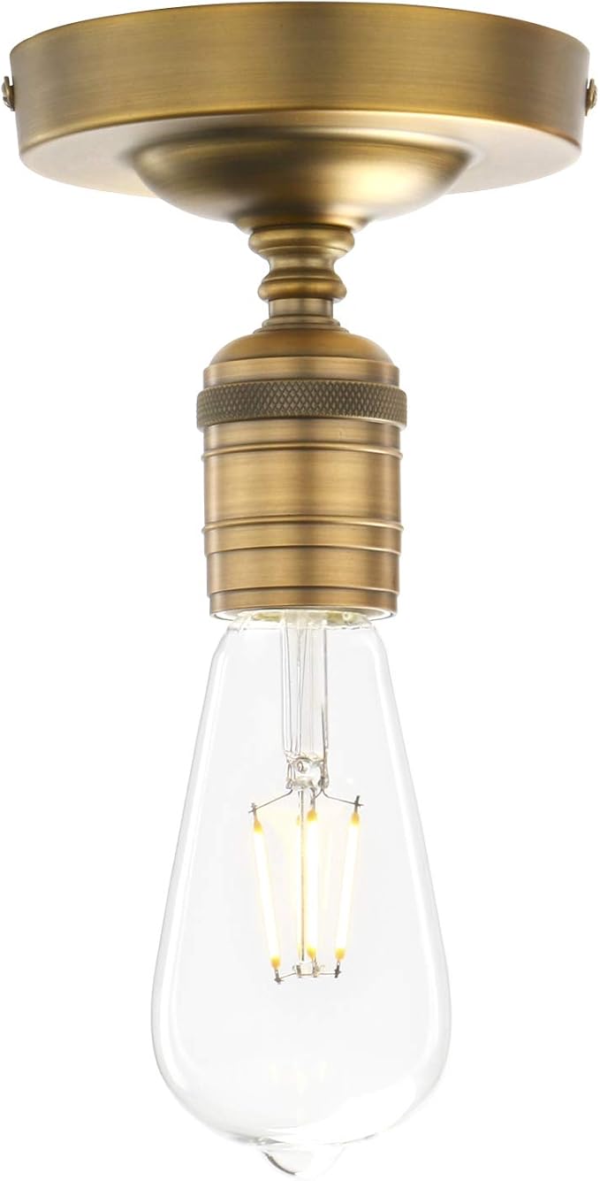 Phansthy Semi Flush Mount Ceiling Light Fixture, Vintage Industrial Close to Ceiling Light, Pendant Light Fixture Ceiling for Bedroom Kitchen Living Room Dining Room (Minimalist -Antique)