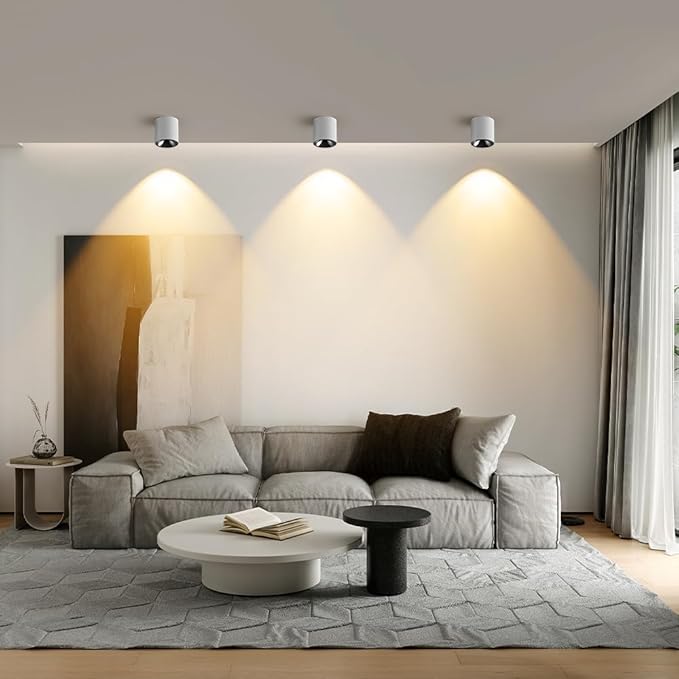 24W LED Dimmable White Ceiling Spot Light 4.92'' Aluminum CRI90 3000KCylinder Spotlight Indoor Modern Minimalist Focus White Ceiling Down Light Fixture for Living Room Hallway Foyer 3PACK