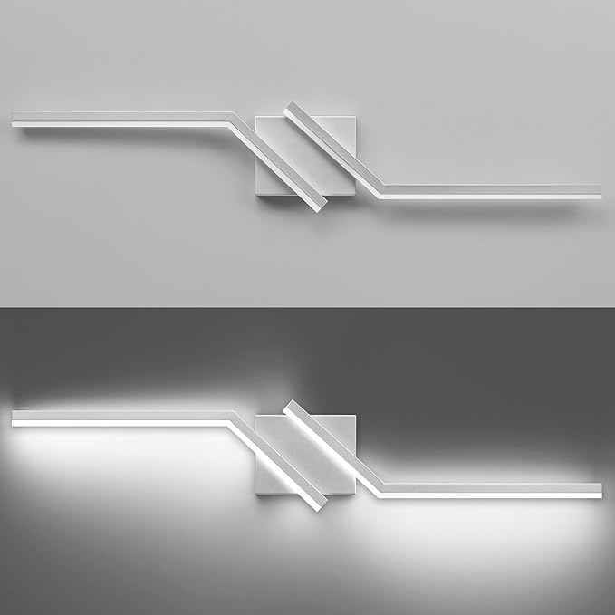 ZUZITO 32 inch Modern Vanity Lights for Bathroom Nickel Bathroom Light Fixtures Dimmable LED Light for Restroom 6000K Cool White