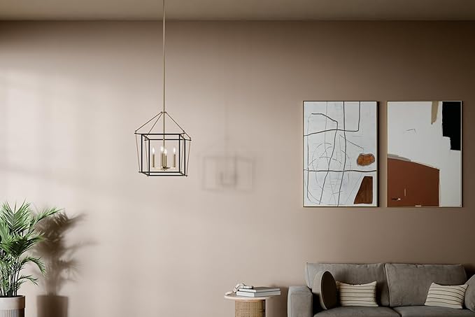 Kichler Eisley 4-Light Foyer Pendant, Soft Modern Light in Champagne Bronze and Black, Sloped Ceiling Compatible, for Hallway, Laundry or Mud Room, Kitchen or Bar (21.25" x 16" x 16"), 52626CPZ