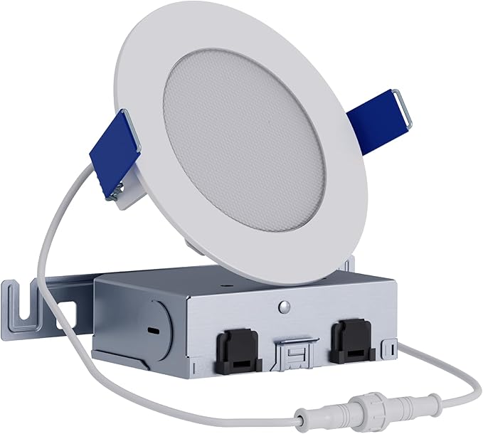 HALO HLB 4 inch LED Recessed Ceiling Light Canless Dimmable with Selectable Lumens and Selectable Color 27/30/35/40/5000K Wet Location Airtight Ultra Slim Indoor Outdoor HLB4LSFS5