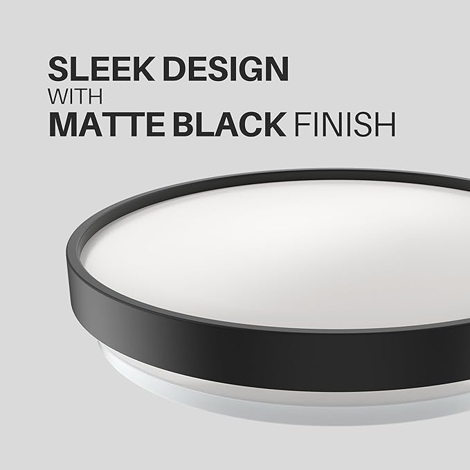 DYMOND 15" Matte Black LED Ceiling Light Dimmable Flush Mount 5-in-1 Adjustable Color Temperature 2700K 3000K 3500K 4000K 5000K Selectable CCT Warm White to Daylight