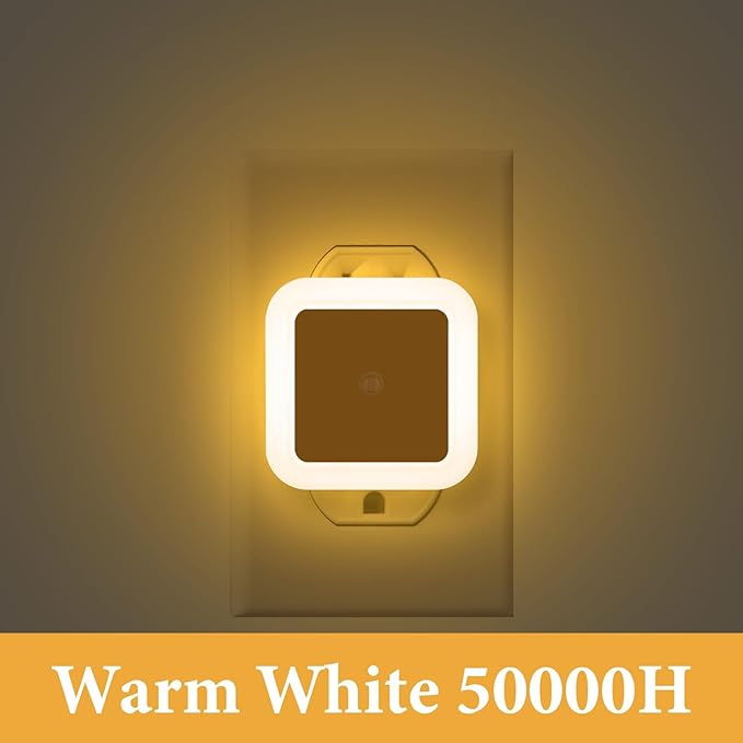 Tuanse LED Night Lights Plug into Smart Sensor Automatic Night Lamp Nightlights Accessories for Bedroom Bathroom Toilet Stairs Kitchen Hallway(48 Pcs,White,Warm Light)