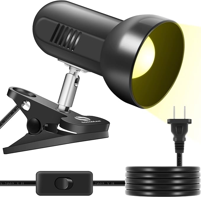 RONG&LAN LED Metal Clip On Light Clip on Lamp for Desk, 360° Adjustable Clamp Reading Light for Bed, Eye-Friendly Book Night Light for Desk Bed Table Dorm Room Bedroom Office Reading SUN-86 Black