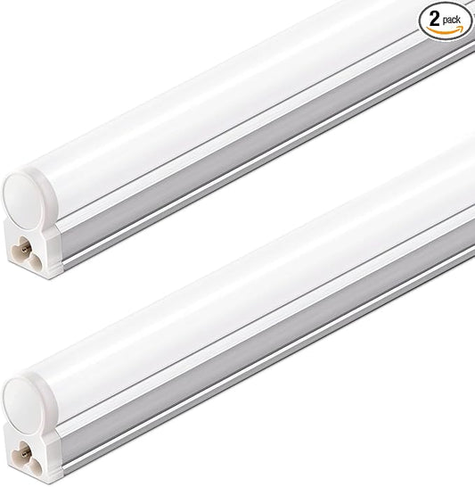 Barrina T5 LED Shop Light 4FT, 2200LM, 20W, 5000K (Daylight White), Utility Garage Lighting, Linkable Ceiling and Under Cabinet Light, Corded Electric with Built-in ON/Off Switch, 2 Packs