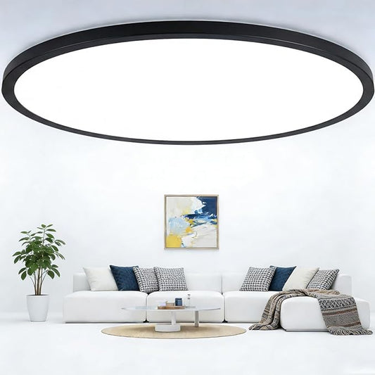 20 Inch Large LED Flush Mount Ceiling Lights, 35W 4200 LM LED Ceiling Light Fixtures, 2700K/3000K/4000K/5000K/6500K Selectable, Ultra Thin Black Panel Lights for Bedroom, Laundry, Bathroom, 1-Pack
